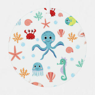 Fantastische Unterwasser-Meereslebewesen Ornament Aus Metall
