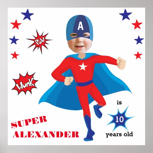Fantastische USA Superhero Boy Birthday Tremendous Poster (Vorne)
