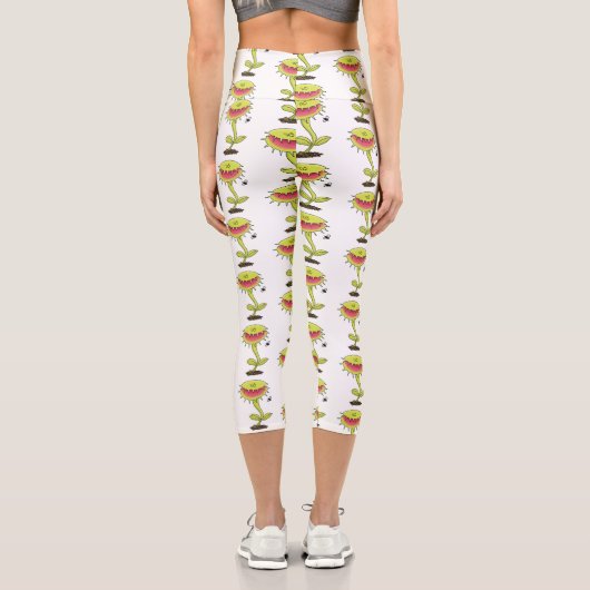 Fantastische Venus Fliegenfalle Pflanze Cartoon Capri Leggings (Rückseite)