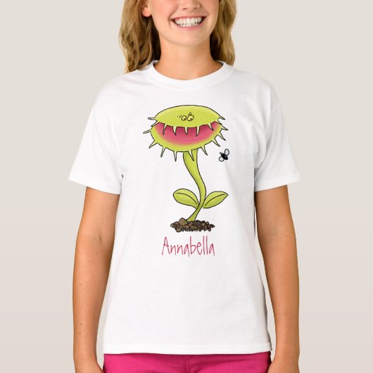 Fantastische Venus Fliegenfalle Pflanze Cartoon T-Shirt (Vorderseite)
