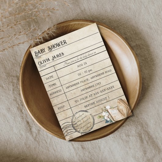 Fantastische Vintage Bibliothekskartenbücher Kinde Einladung