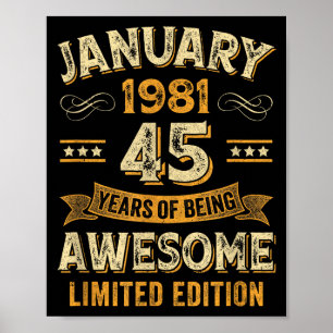 Fantastische Vintage Januar 1981 45. Geburtstag  Poster