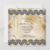 Fantastische Vintage schwarze Creme Beige Lace Flo Einladung (Rückseite)