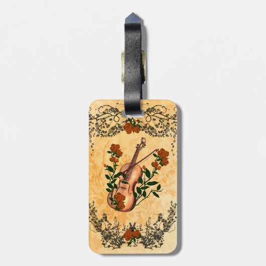 Fantastische Violine Gepäckanhänger (Rückseite vertikal)