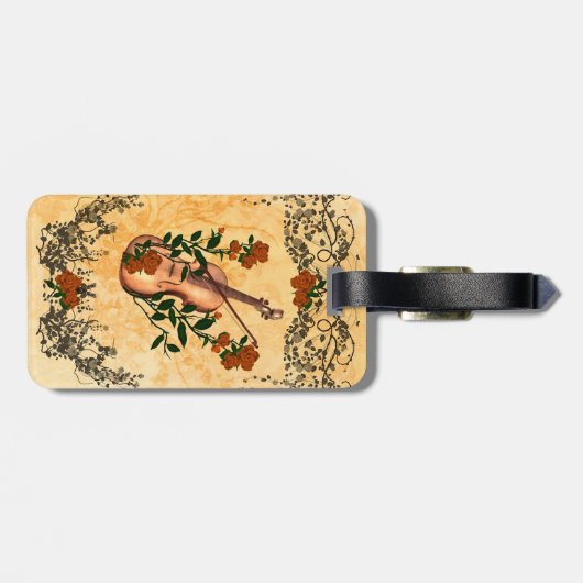 Fantastische Violine Gepäckanhänger (Rückseite horizontal)