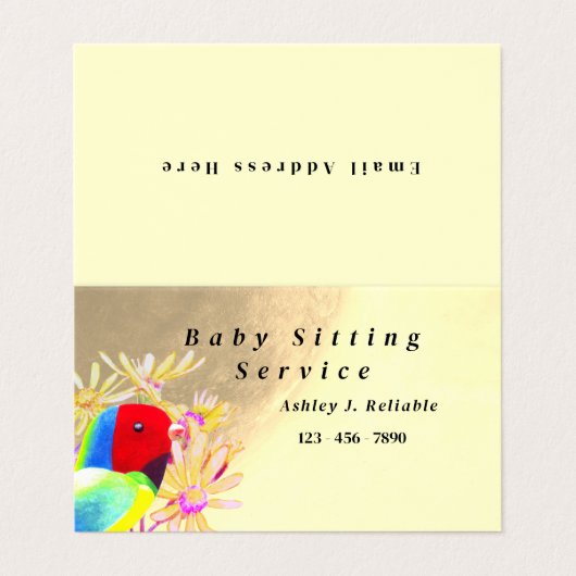 Fantastische Vögel Visitenkarten (Außenseite Aufgefaltet)