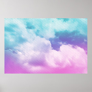 fantastische weiche Wolke mit pastellfarbenem Farb Poster