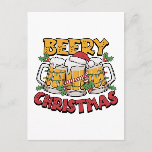 Fantastische Weihnachtsbierkunst Feiertagspostkarte (Vorderseite)