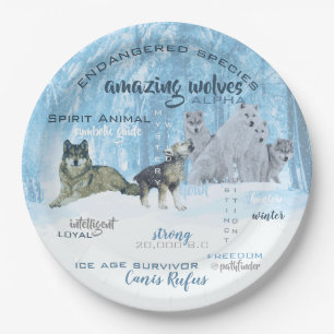 Fantastische Wolf-Typografie   personalisiert Pappteller
