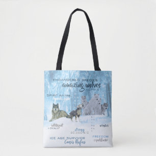 Fantastische Wolf-Typografie personalisiert Tasche