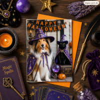 Fantastische Zauberer Collie & Kat Halloween gefal