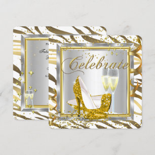 Fantastische Zebrastreifen Champagner Gold Silber  Einladung