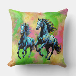 Fantastische zwei galoppierende Pferde Kissen