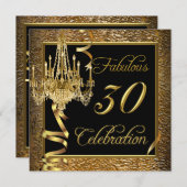Fantastischer 30 Celebration Gold Schwarzer Kronle Einladung (Vorne/Hinten)