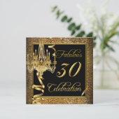 Fantastischer 30 Celebration Gold Schwarzer Kronle Einladung (Stehend Vorderseite)