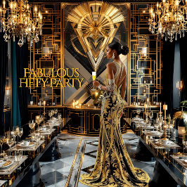 Fantastischer 50. Art Deko Woman African American Einladung