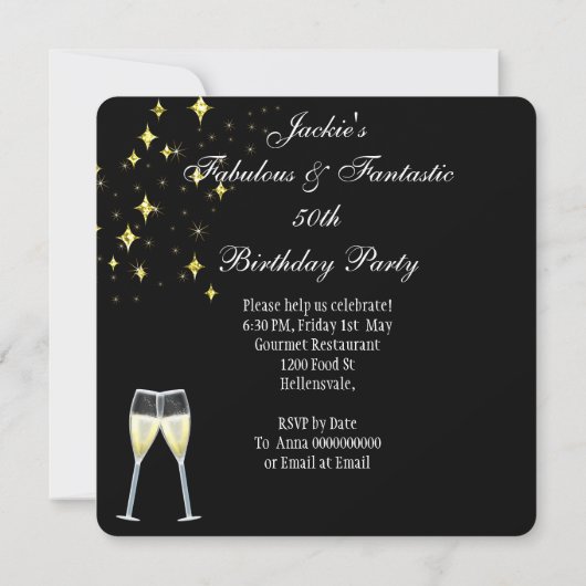 Fantastischer 50. Hot Pink Glitzer High Heel Gebur Einladung (Rückseite)