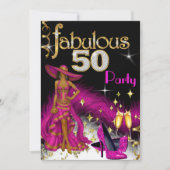 Fantastischer 50 Party Glitzer Hot Pink Dress Cham Einladung (Vorderseite)