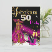 Fantastischer 50 Party Glitzer Hot Pink Dress Cham Einladung (Stehend Vorderseite)
