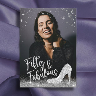 Fantastischer 50 Silberner Glitzer zum Geburtstag  Einladung