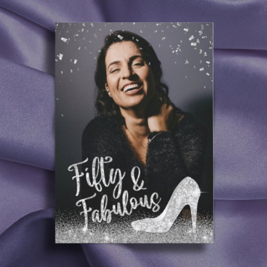 Fantastischer 50 Silberner Glitzer zum Geburtstag Einladung