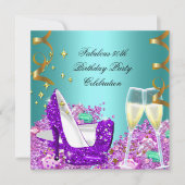 Fantastischer Aquamariner Lila Glitzer Einladung (Vorderseite)