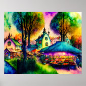 Fantastischer Bauernmarkt-Wasserfarbe Poster (Vorne)