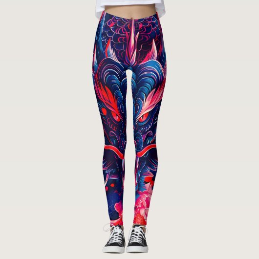 Fantastischer Blossom Fury Dragon Leggings (Vorderseite)