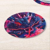 Fantastischer Blossom Fury Dragon Runder Pappuntersetzer (Angewinkelt)
