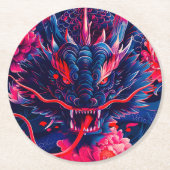 Fantastischer Blossom Fury Dragon Runder Pappuntersetzer (Vorderseite)