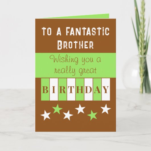 Fantastischer Bruder brauner Geburtstag Karte (Vorderseite)
