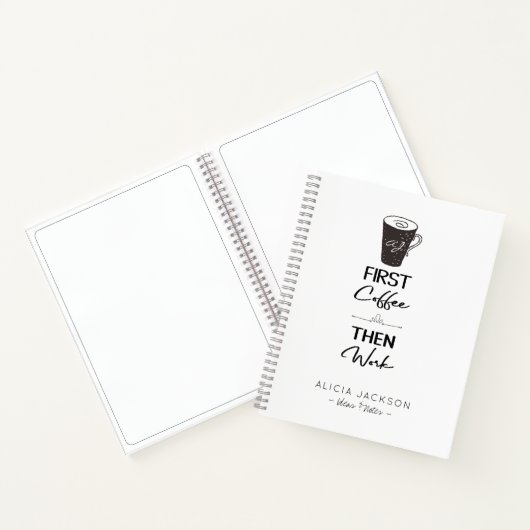 Fantastischer Bürokaffee dann mit Monogramm Notizblock (Innenseite)