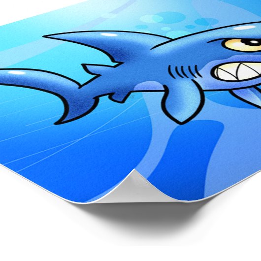 Fantastischer Cartoon Hai Poster (Ecke)