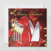 Fantastischer Champagner Red Gold Geburtstag Einladung (Vorderseite)