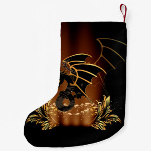 Fantastischer Drache im Gold und im Schwarzen Kleiner Weihnachtsstrumpf