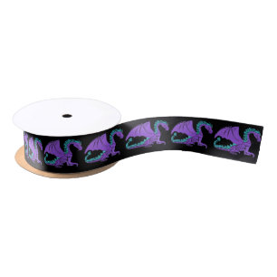 Fantastischer Drache Lila und Blau v11 Satinband
