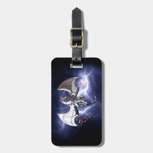 Fantastischer Drache mit schwarzer Blitze Gepäckanhänger (Vorderseite vertikal)