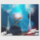 Fantastischer Drache mit Wasserfällen Geschenkpapier (Flach)