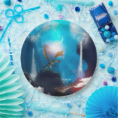 Fantastischer Drache mit Wasserfällen Pappteller (Party)