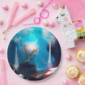 Fantastischer Drache mit Wasserfällen Pappteller (Party)