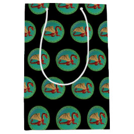 Fantastischer Drache Rot und Grün v11 Mittlere Geschenktüte