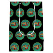 Fantastischer Drache Rot und Grün v11 Mittlere Geschenktüte (Rückseite)