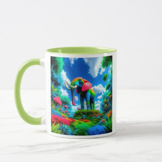 Fantastischer Elefant in einem bunten Dschungel. Tasse (Links)