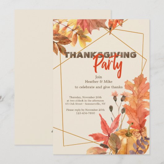 Fantastischer Fall Erntedank Einladung (Vorne/Hinten)