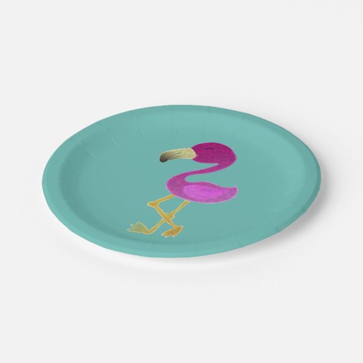Fantastischer Flamingo Pappteller (Schrägansicht)