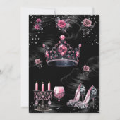 Fantastischer Geburtstag Pink Silver Black Tiara H Einladung (Rückseite)