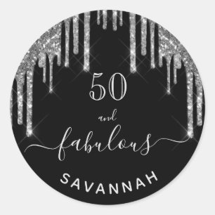 Fantastischer Geburtstag Schwarzer Glitzer Funkeln Runder Aufkleber