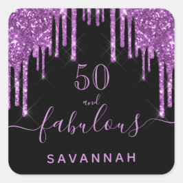 Fantastischer Geburtstag schwarzer lila Glitzer el Quadratischer Aufkleber