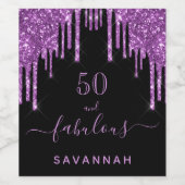 Fantastischer Geburtstag schwarzer lila Glitzer el Weinetikett (Einzelnes Label)