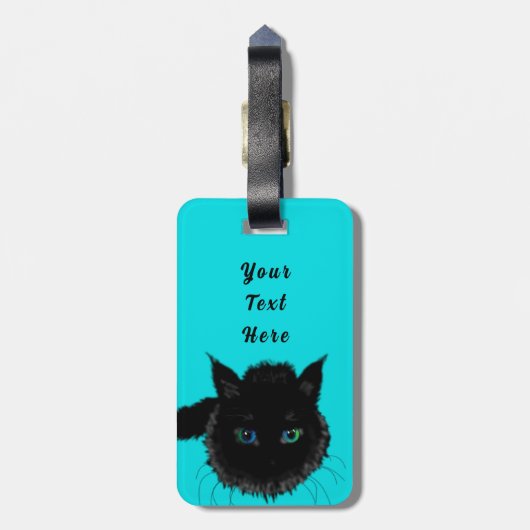 Fantastischer Gepäckanhänger mit schwarzer Katze u (Rückseite vertikal)